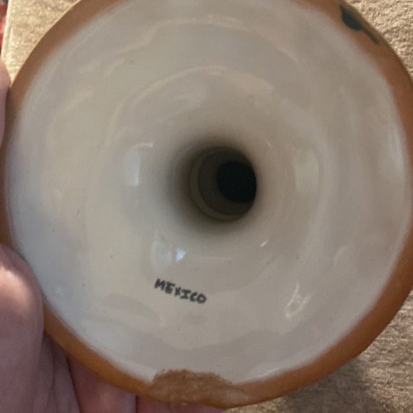 Peacock hand painted Mexican folk art candle holders - Picture 3 of 4